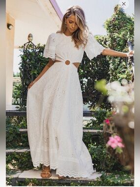 Petal & Pup Merletto Cut Out Maxi Dress – White – Size Small